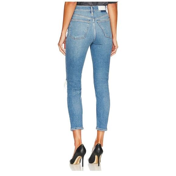 ReDone 90's High Rise Ankle Crop in Worn Brook Blue Light wash - Picture 10 of 10